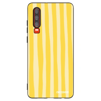 Picasee Μαύρη θήκη σιλικόνης για Huawei P30 - Lines lemon
