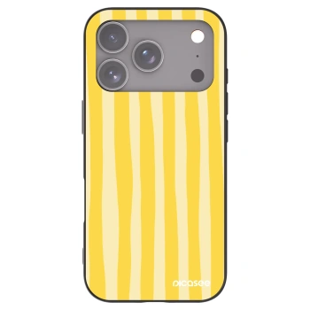 Picasee Μαύρη θήκη σιλικόνης για Apple iPhone 17 Pro - Lines lemon