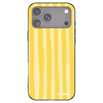 Picasee Μαύρη θήκη σιλικόνης για Apple iPhone 17 Pro Max - Lines lemon