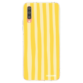 Picasee διαφανής θήκη σιλικόνης Samsung Galaxy A70 A705F - Lines lemon