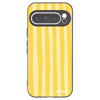 Picasee Μαύρη θήκη σιλικόνης για Google Pixel 9 Pro XL - Lines lemon