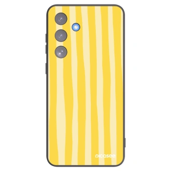Picasee Μαύρη θήκη σιλικόνης για Samsung Galaxy S25 FE 5G - Lines lemon
