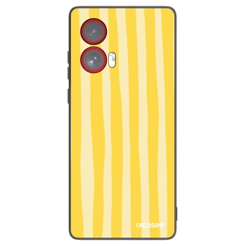 Picasee Μαύρη θήκη σιλικόνης για Motorola Edge 50 Fusion - Lines lemon