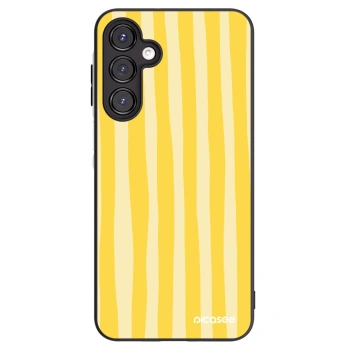 Picasee Μαύρη θήκη σιλικόνης για Samsung Galaxy A16 4G - Lines lemon