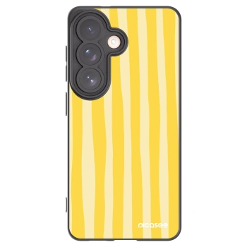 Picasee Μαύρη θήκη σιλικόνης για Samsung Galaxy S26 - Lines lemon