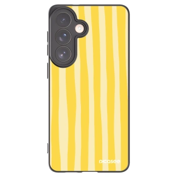 Picasee Μαύρη θήκη σιλικόνης για Samsung Galaxy S26+ - Lines lemon