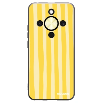 Picasee Μαύρη θήκη σιλικόνης για Honor Magic8 Lite 5G - Lines lemon