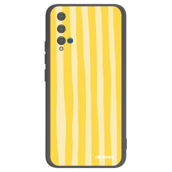 Picasee Μαύρη θήκη σιλικόνης για Huawei Nova 5T - Lines lemon