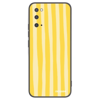 Picasee Μαύρη θήκη σιλικόνης για Samsung Galaxy S20 G980F - Lines lemon