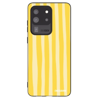 Picasee Μαύρη θήκη σιλικόνης για Samsung Galaxy S20 Ultra 5G G988F - Lines lemon