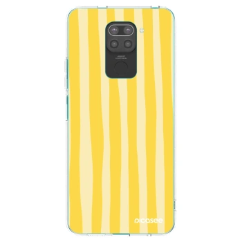 Picasee Μαύρη θήκη σιλικόνης για Xiaomi Redmi Note 9 - Lines lemon