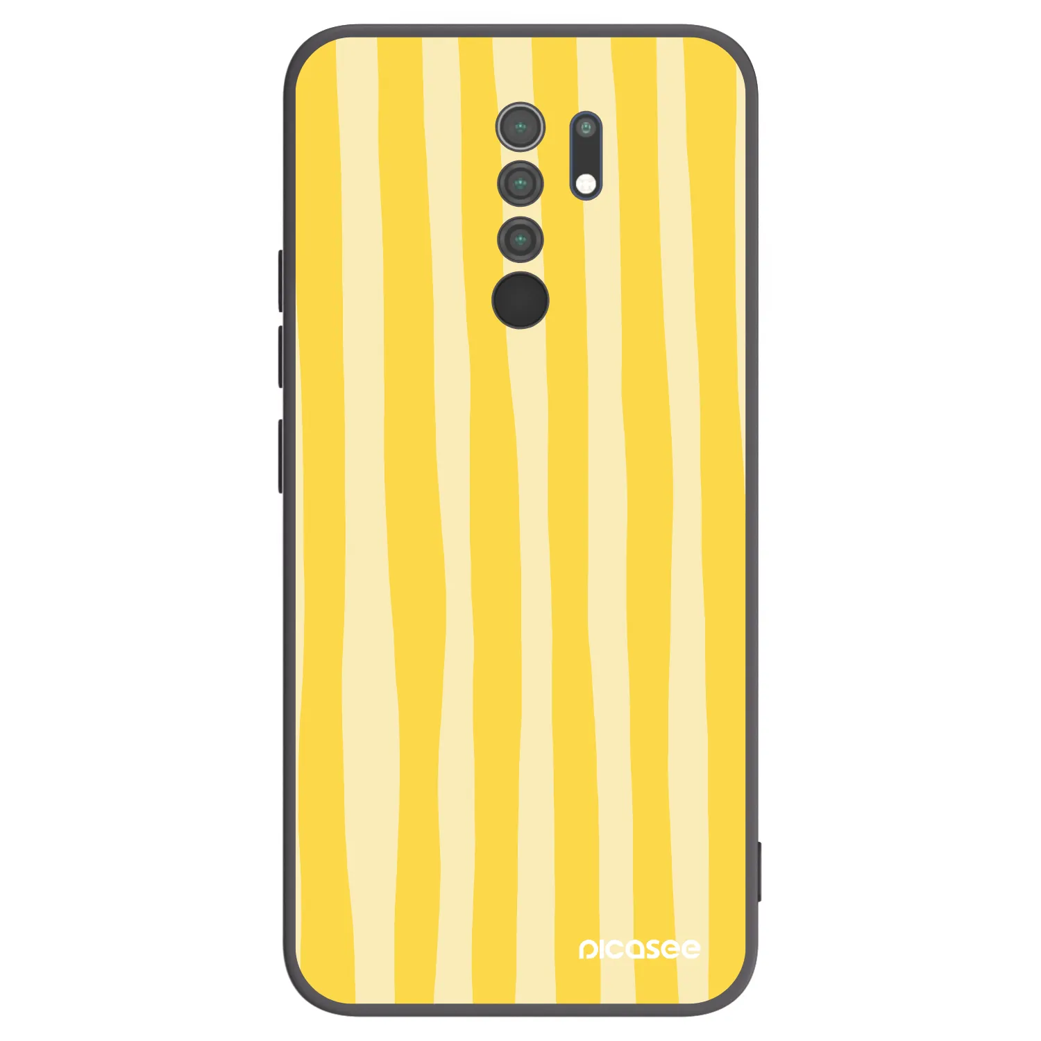 Picasee Μαύρη θήκη σιλικόνης για Xiaomi Redmi 9 - Lines lemon