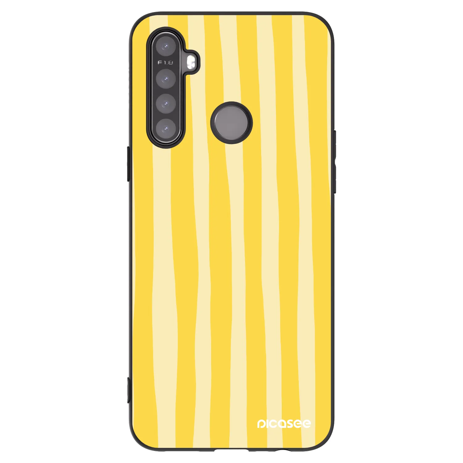 Picasee Μαύρη θήκη σιλικόνης για Realme 6i - Lines lemon