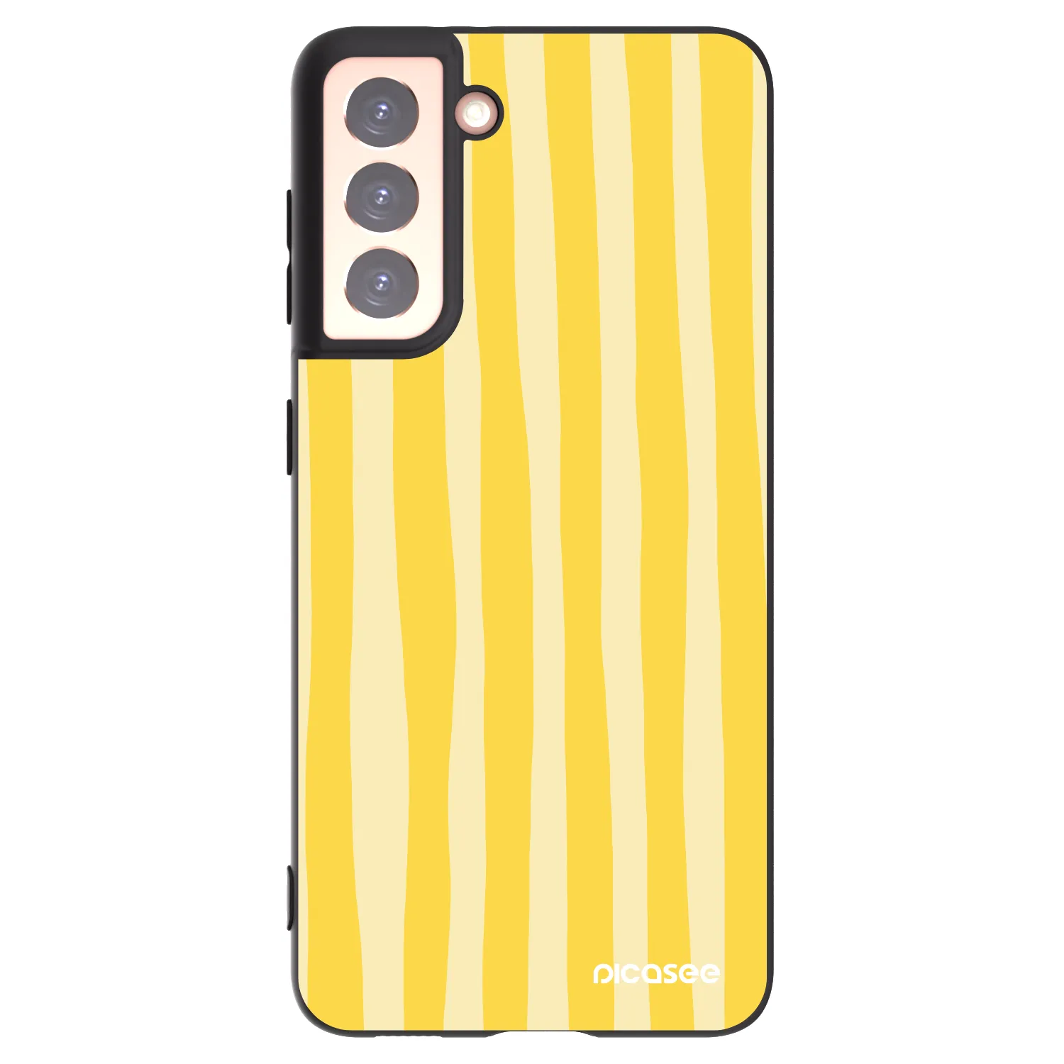Picasee Μαύρη θήκη σιλικόνης για Samsung Galaxy S21 5G G991B - Lines lemon