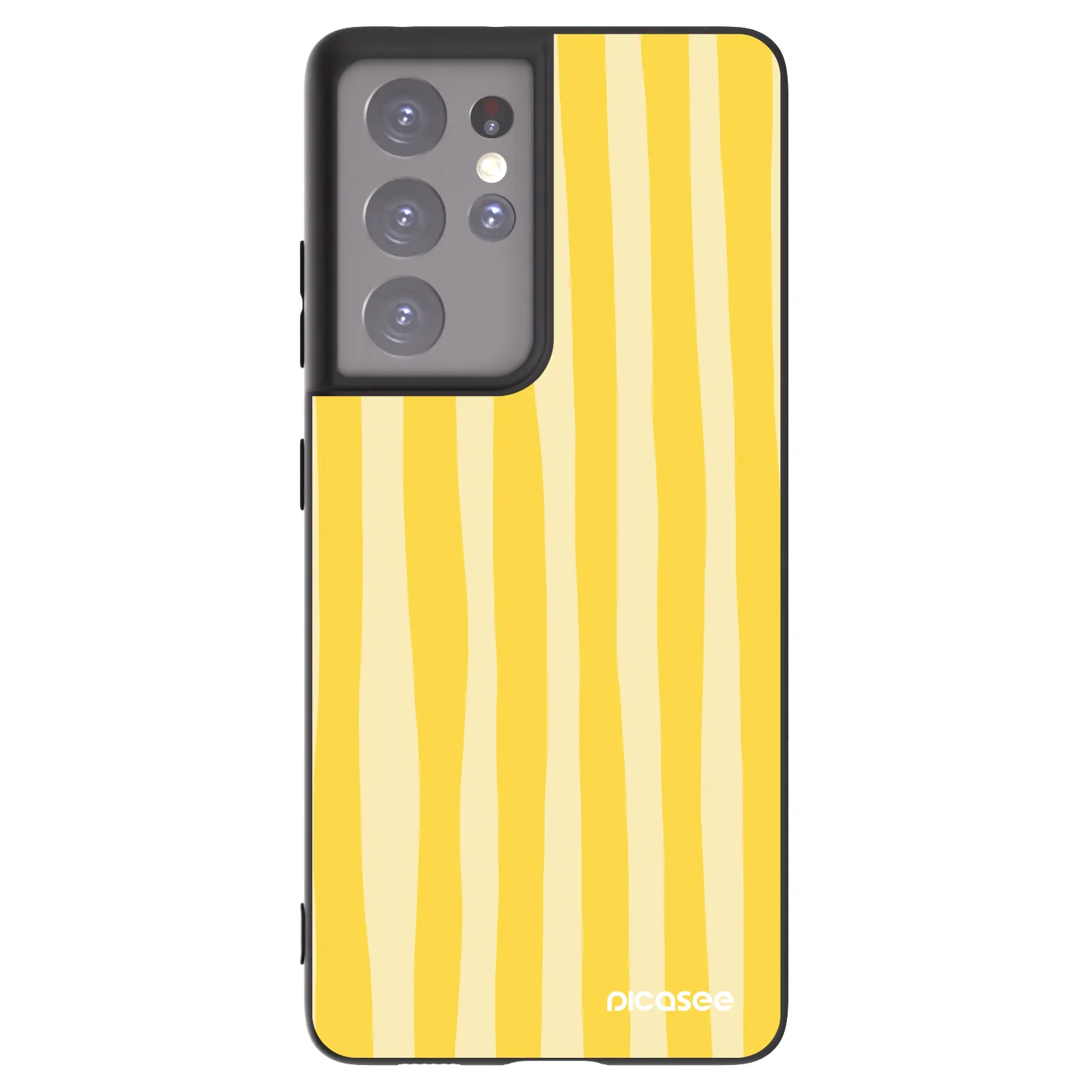 Picasee Μαύρη θήκη σιλικόνης για Samsung Galaxy S21 Ultra 5G G998B - Lines lemon