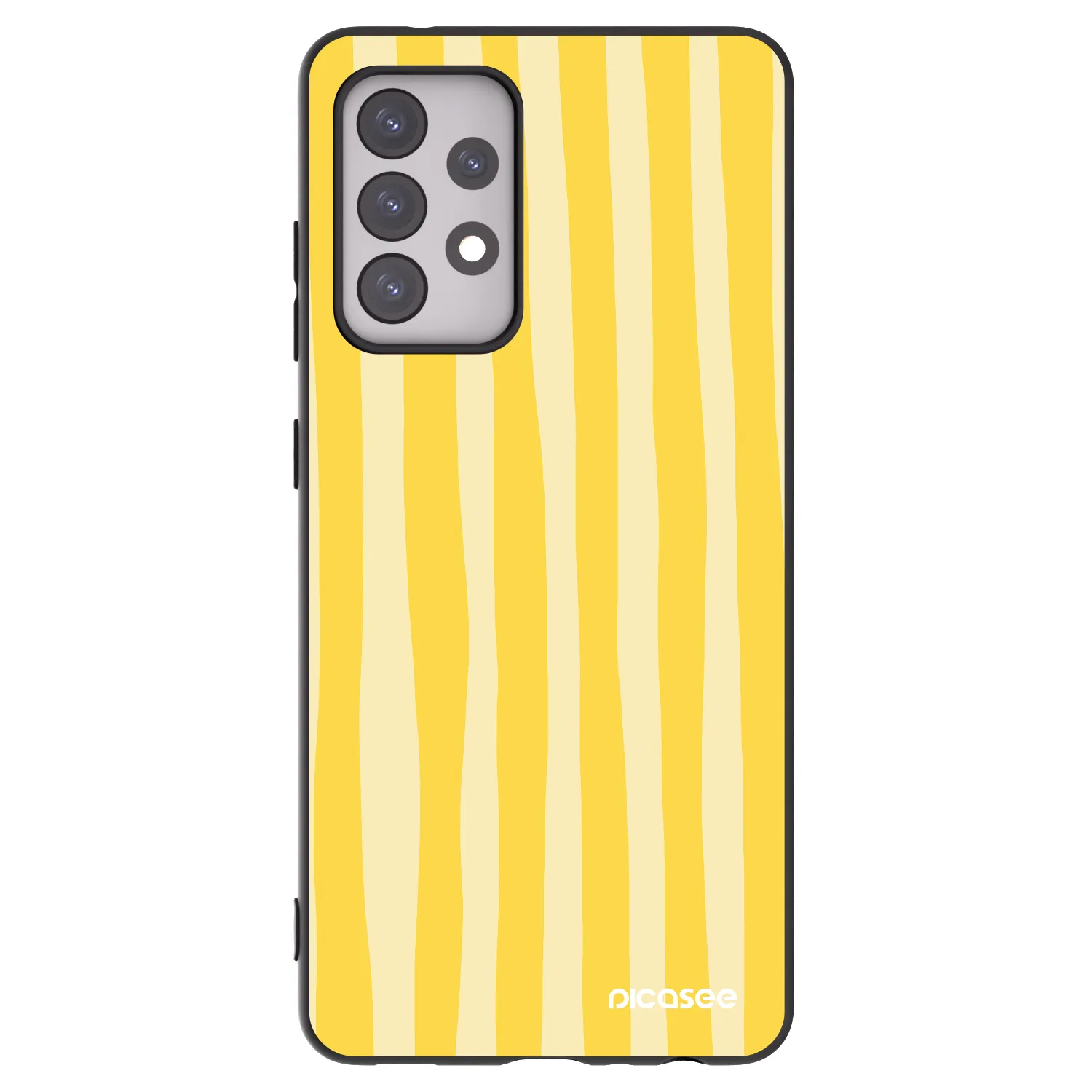 Picasee Μαύρη θήκη σιλικόνης για Samsung Galaxy A52 5G A525F - Lines lemon
