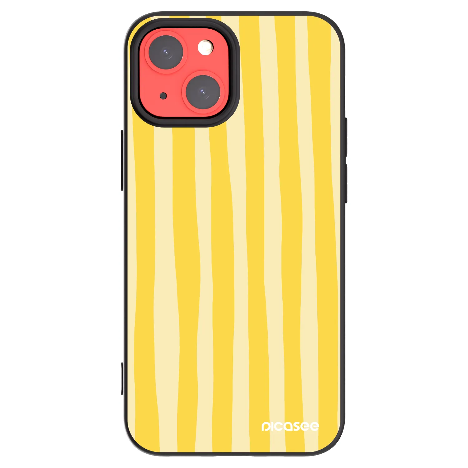Picasee Μαύρη θήκη σιλικόνης για Apple iPhone 13 mini - Lines lemon