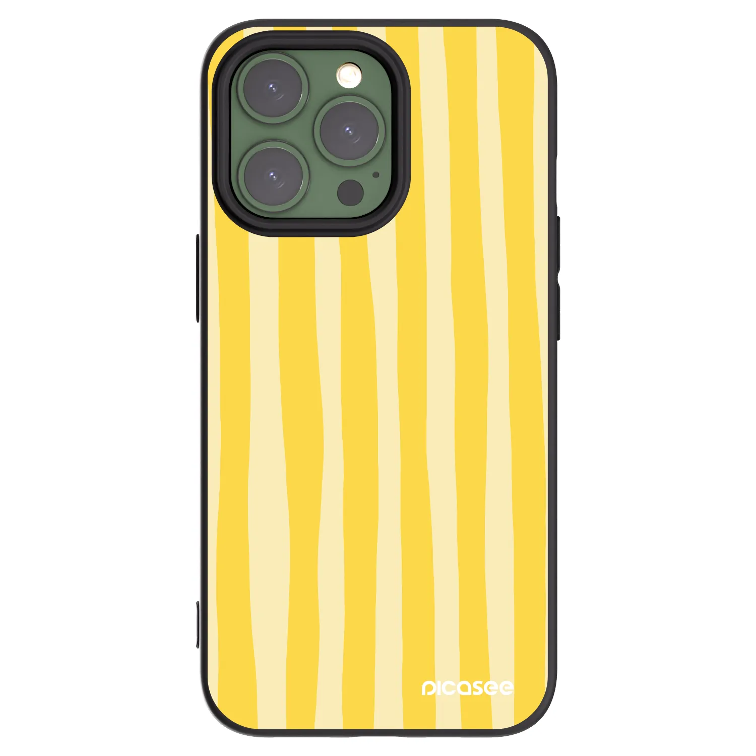 Picasee Μαύρη θήκη σιλικόνης για Apple iPhone 13 Pro - Lines lemon