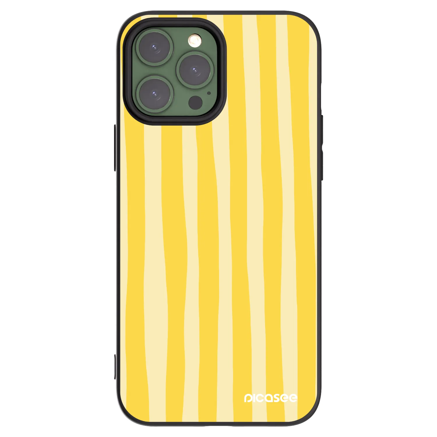 Picasee Μαύρη θήκη σιλικόνης για Apple iPhone 13 Pro Max - Lines lemon