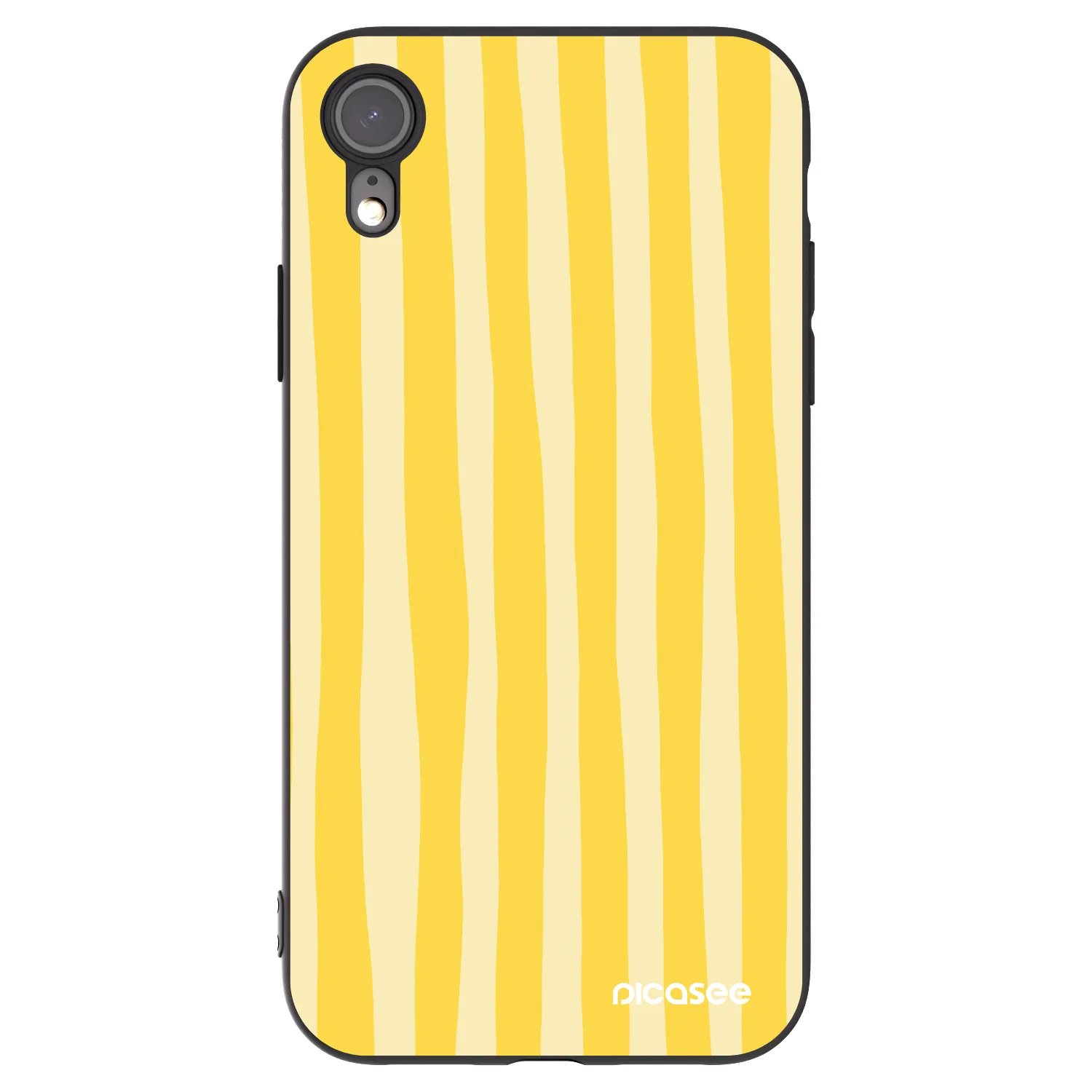Picasee Μαύρη θήκη σιλικόνης για Apple iPhone XR - Lines lemon