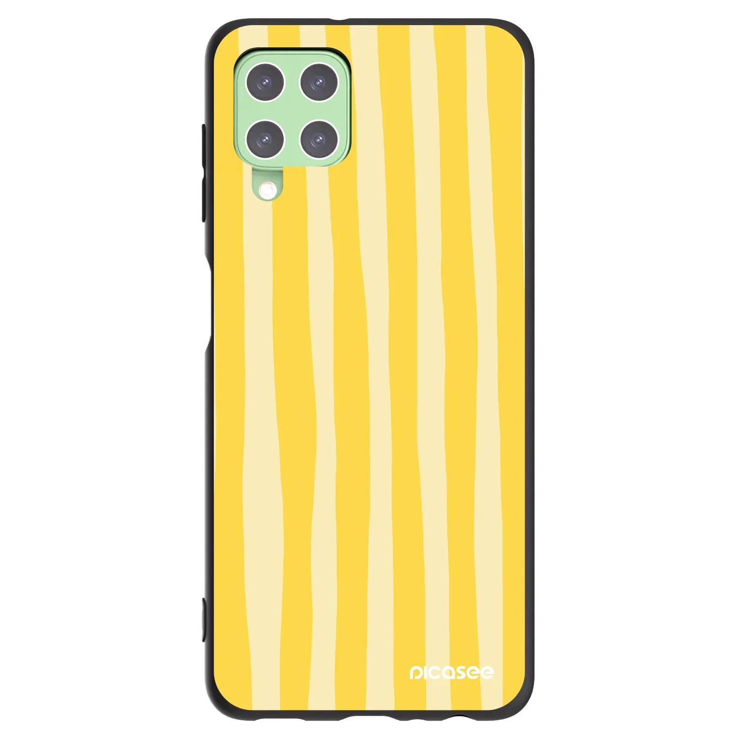 Picasee Μαύρη θήκη σιλικόνης για Samsung Galaxy A22 A225F 4G - Lines lemon