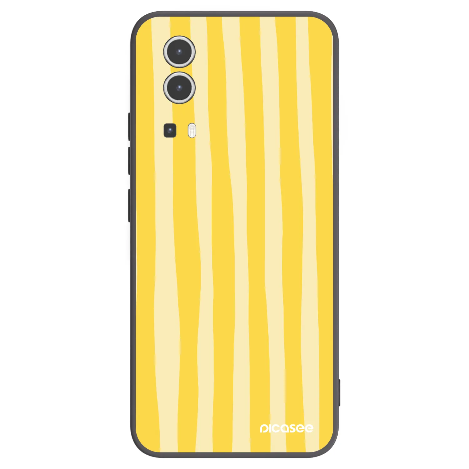 Picasee Μαύρη θήκη σιλικόνης για Vivo Y72 5G - Lines lemon