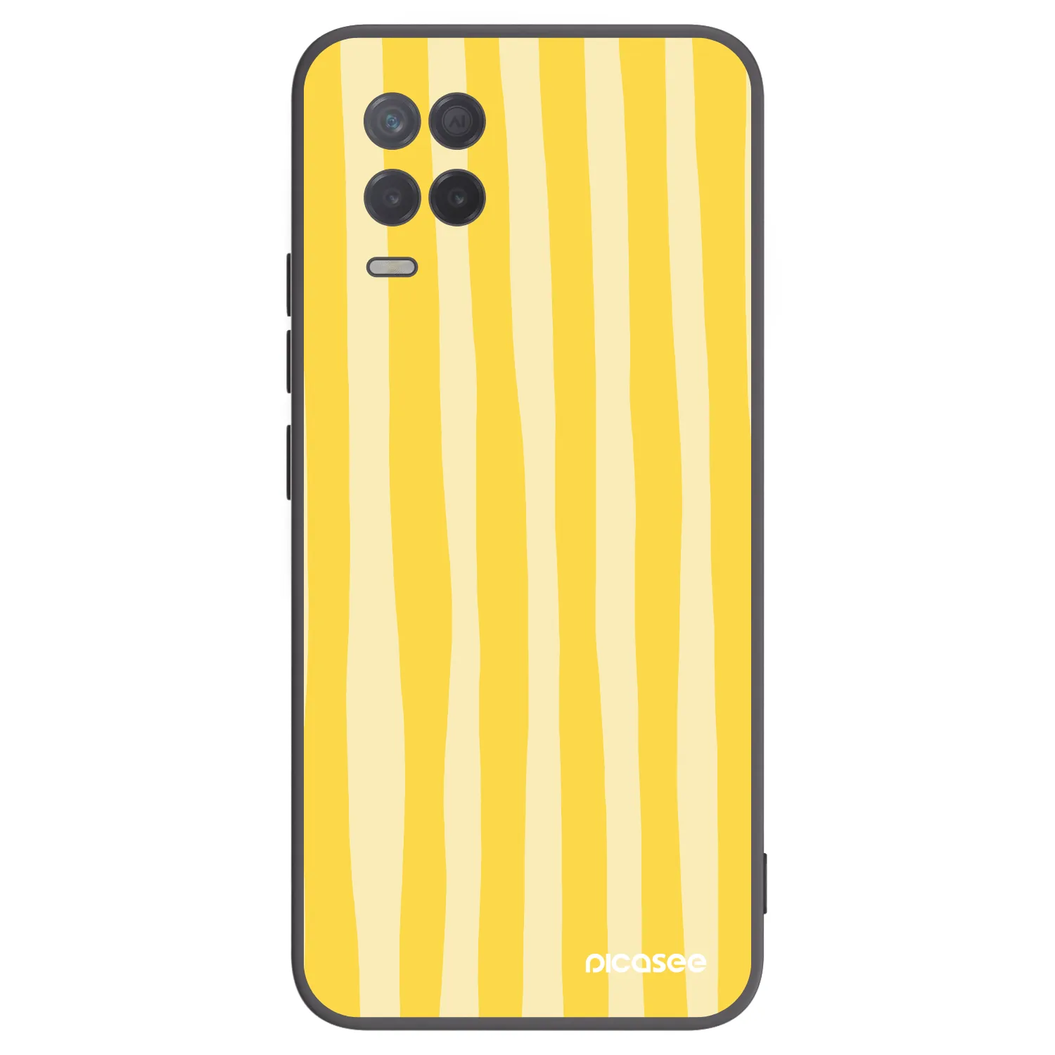 Picasee Μαύρη θήκη σιλικόνης για Realme 8 5G - Lines lemon