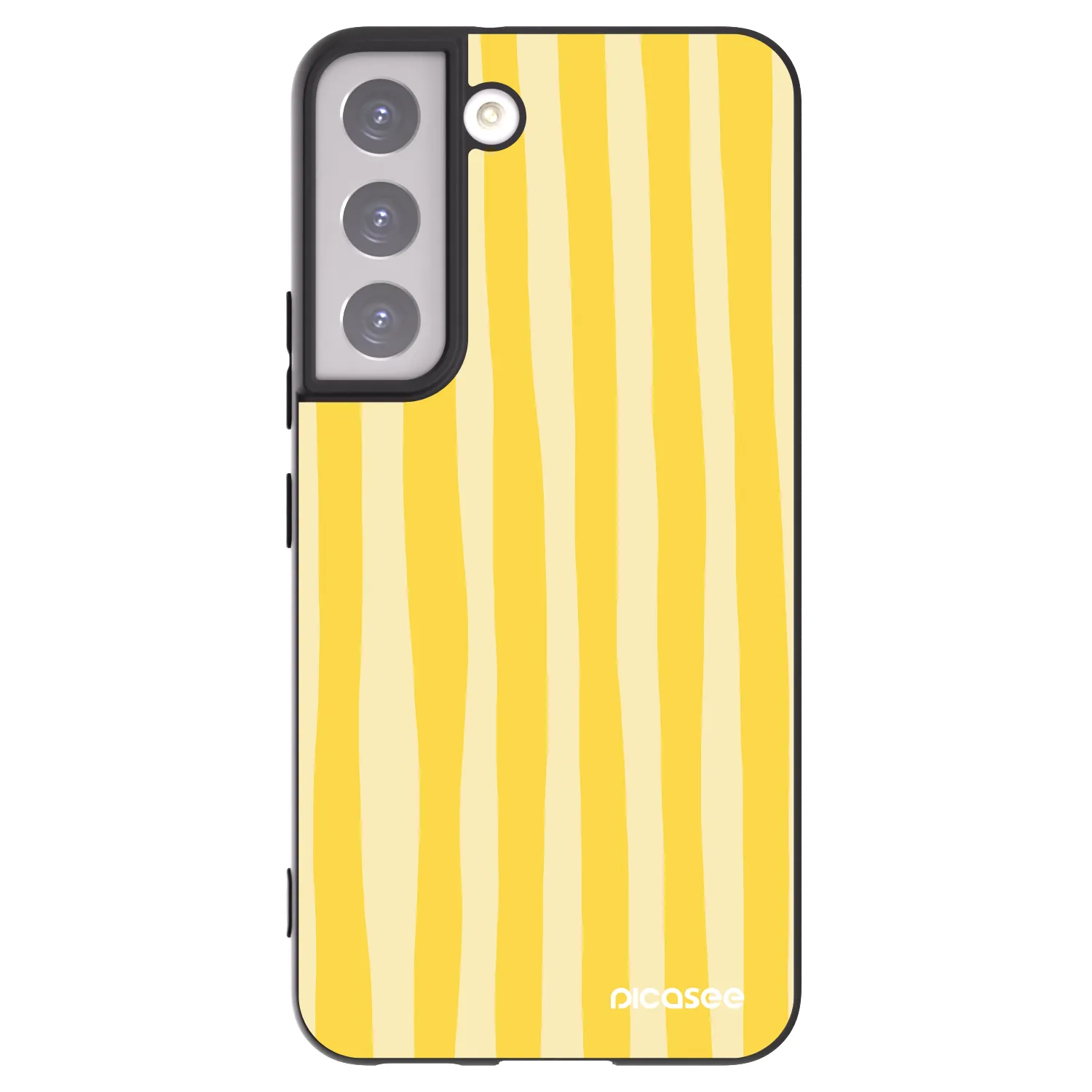 Picasee Μαύρη θήκη σιλικόνης για Samsung Galaxy S22 5G - Lines lemon