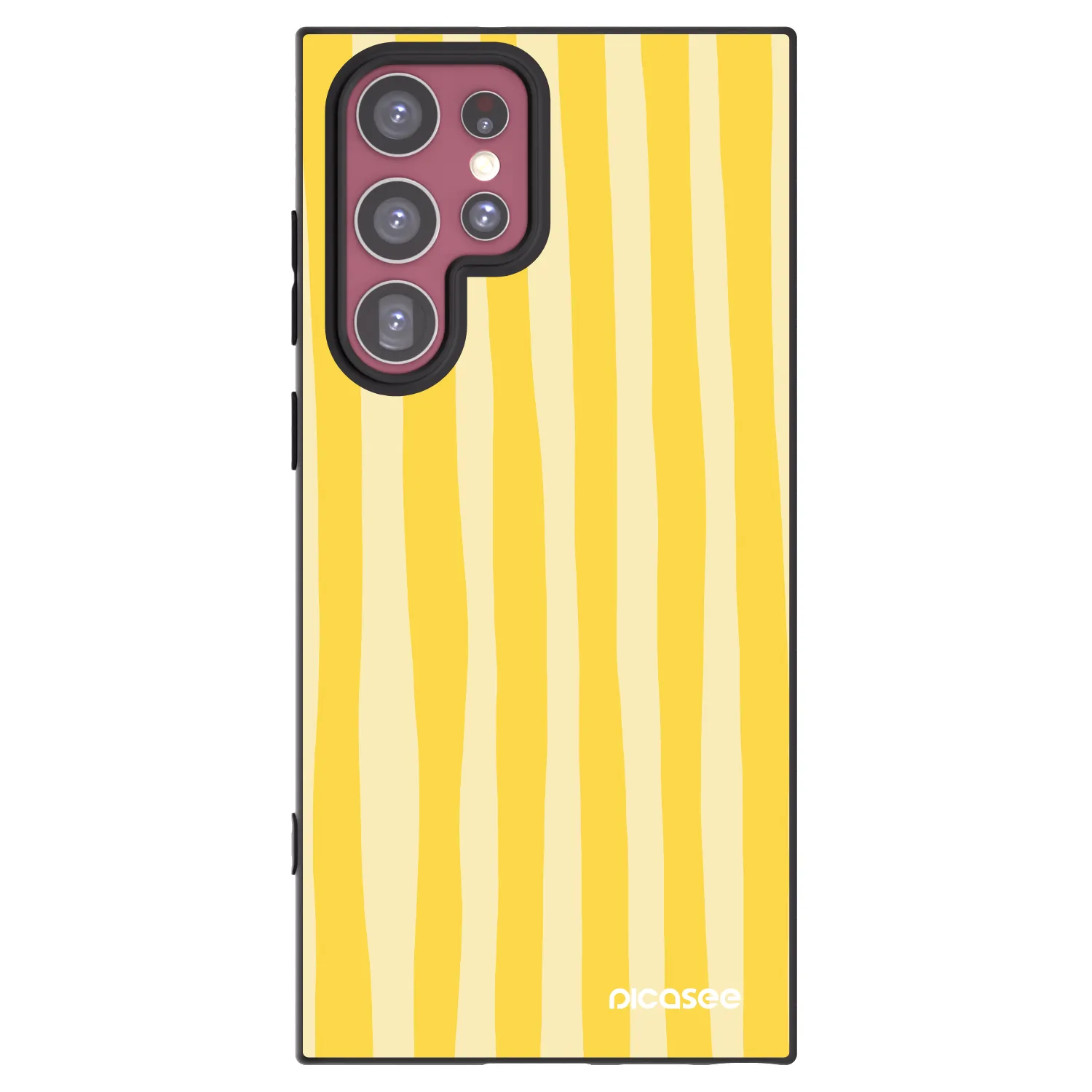 Picasee Μαύρη θήκη σιλικόνης για Samsung Galaxy S22 Ultra 5G - Lines lemon