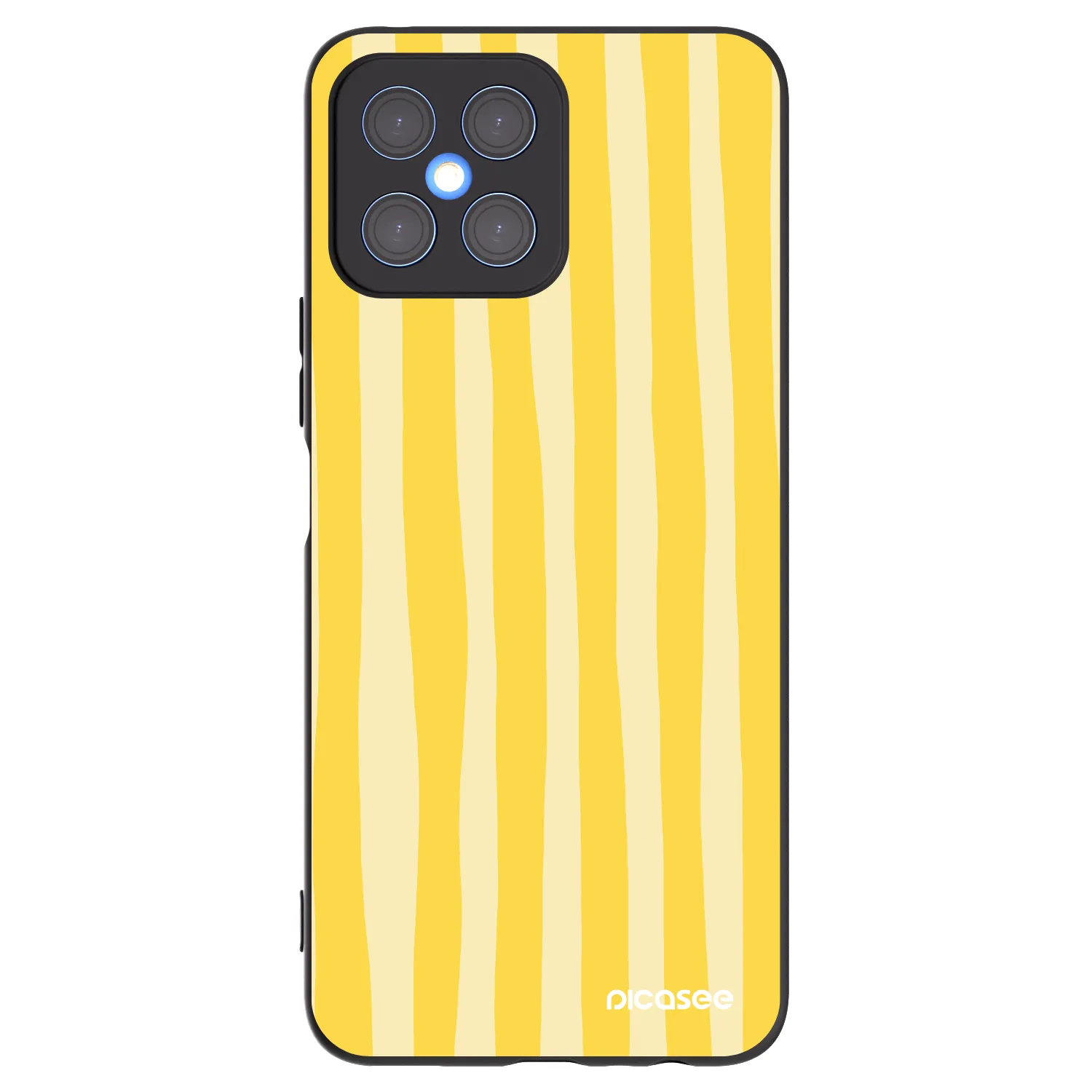 Picasee Μαύρη θήκη σιλικόνης για Honor X8 4G - Lines lemon