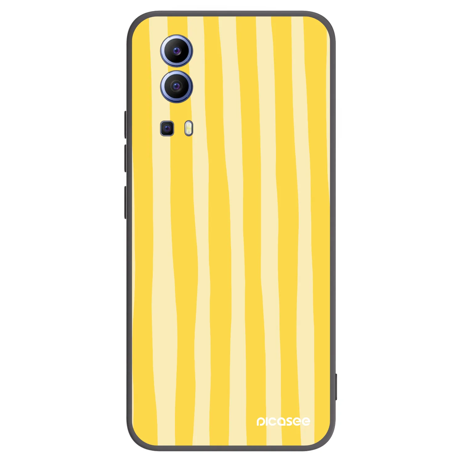 Picasee Μαύρη θήκη σιλικόνης για Vivo Y52 5G - Lines lemon