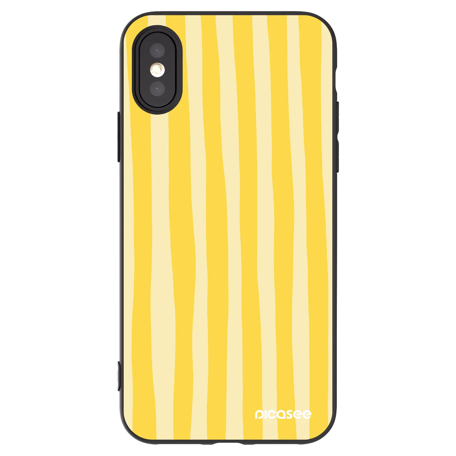 Picasee Μαύρη θήκη σιλικόνης για Apple iPhone X/XS - Lines lemon