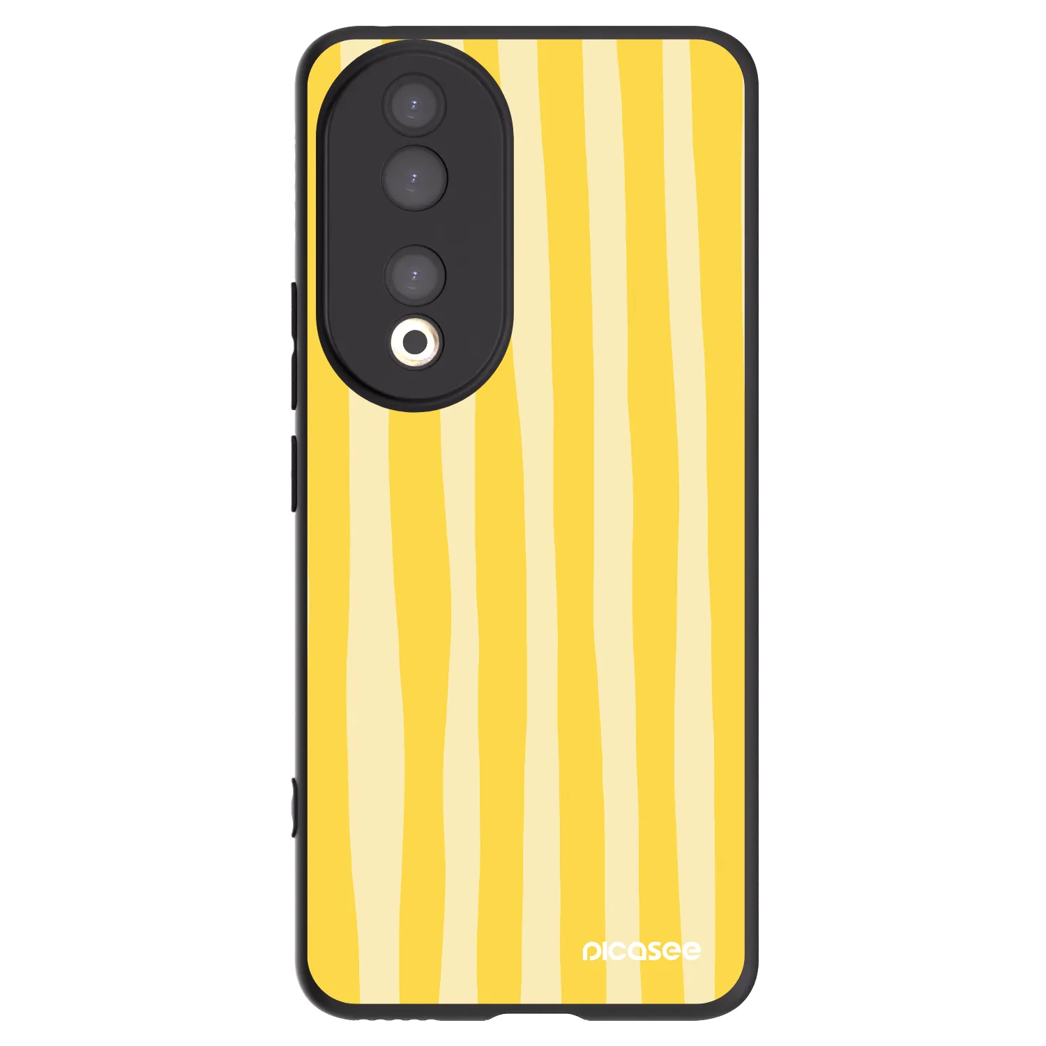 Picasee Μαύρη θήκη σιλικόνης για Honor 90 5G - Lines lemon