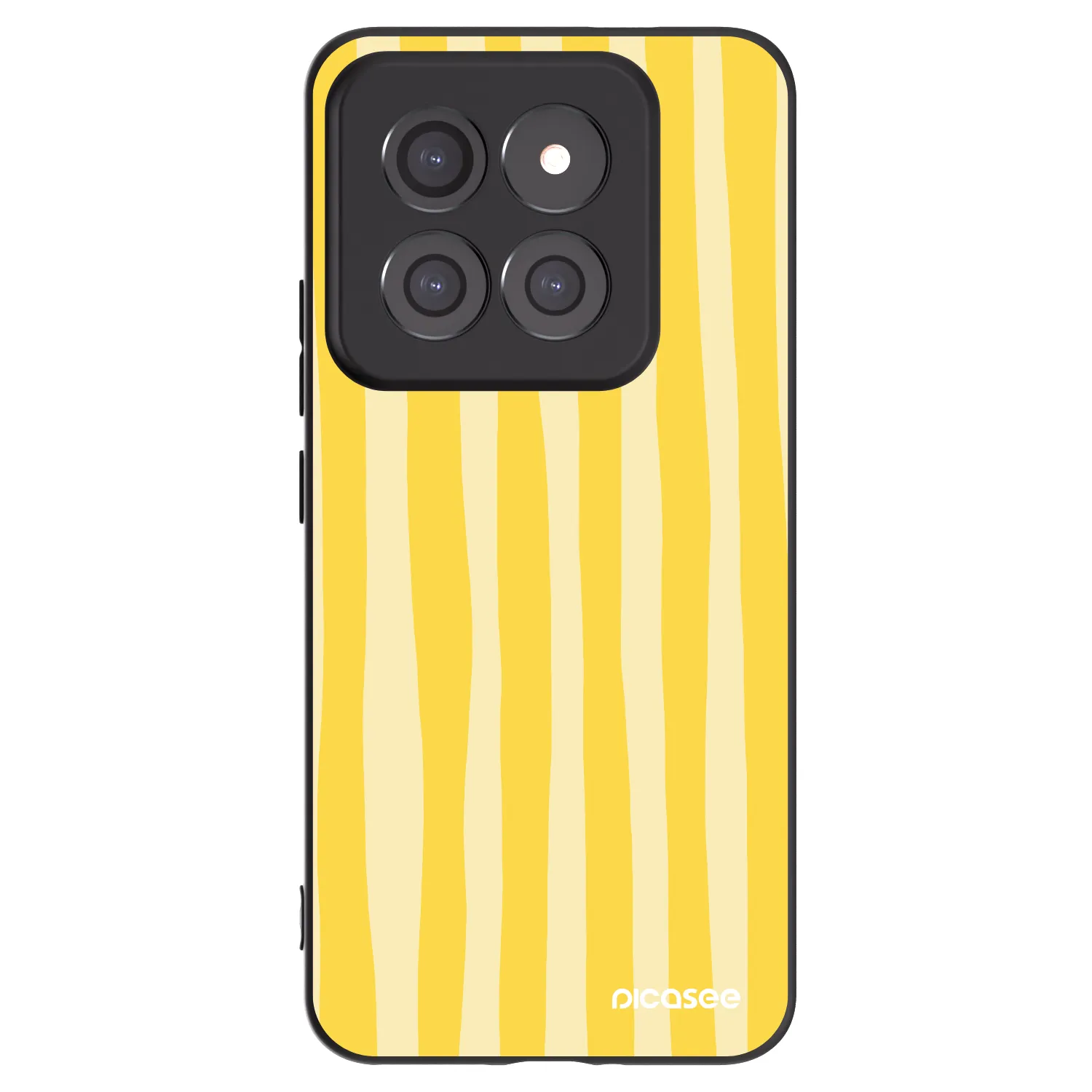 Picasee Μαύρη θήκη σιλικόνης για Xiaomi 14 Pro - Lines lemon