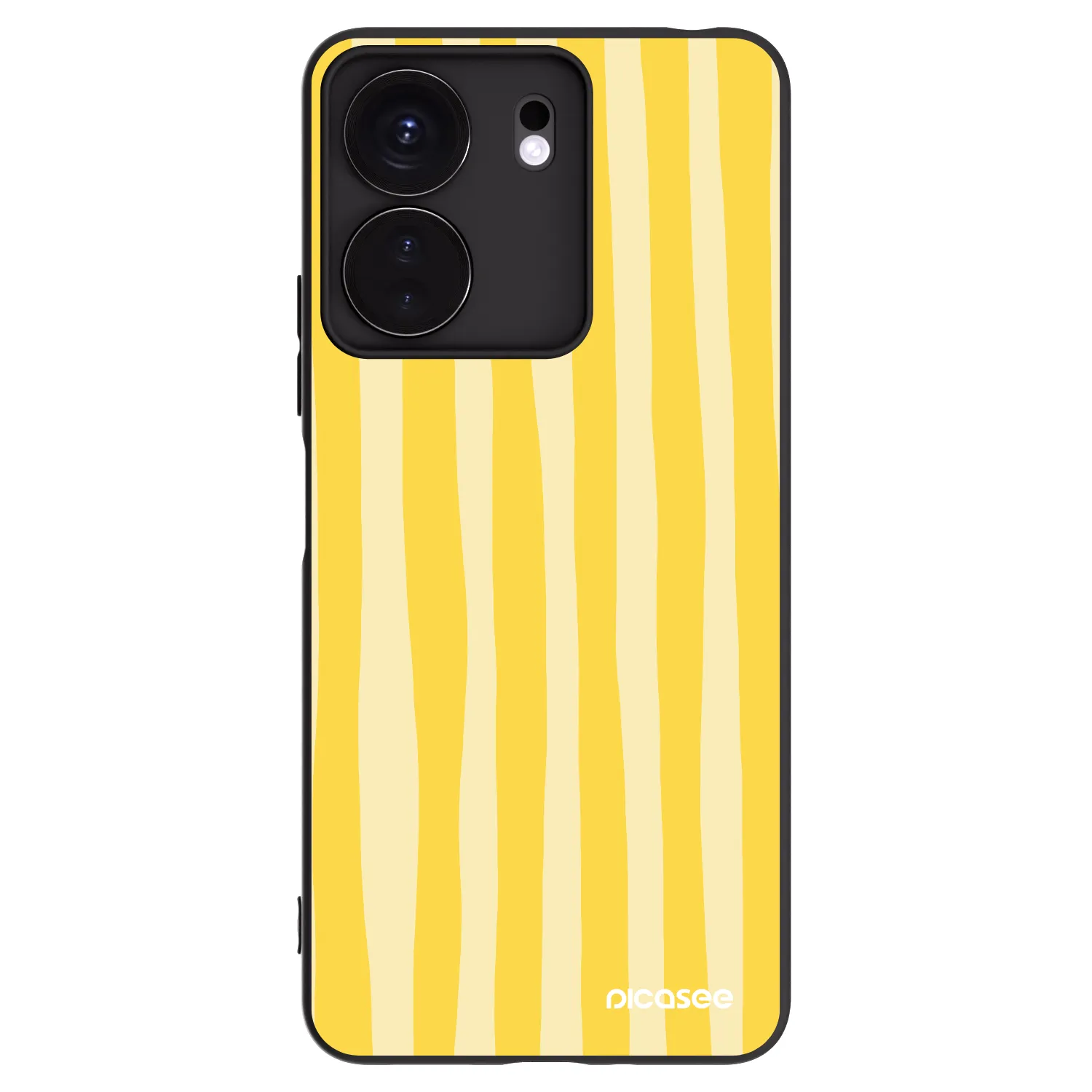 Picasee Μαύρη θήκη σιλικόνης για Xiaomi Redmi 13C 4G - Lines lemon