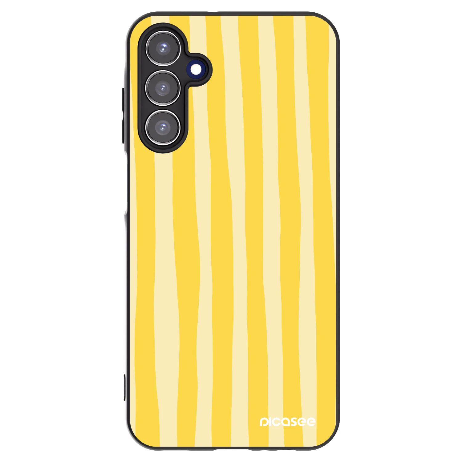Picasee Μαύρη θήκη σιλικόνης για Samsung Galaxy A15 A155F 4G - Lines lemon