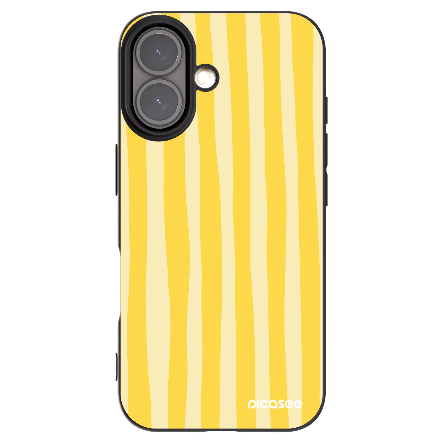 Picasee Μαύρη θήκη σιλικόνης για Apple iPhone 16 - Lines lemon