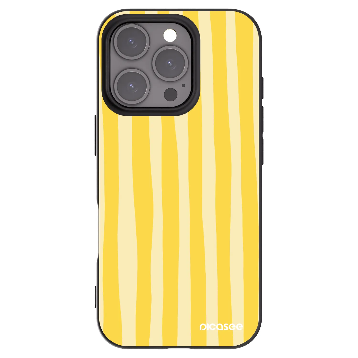 Picasee Μαύρη θήκη σιλικόνης για Apple iPhone 16 Pro - Lines lemon