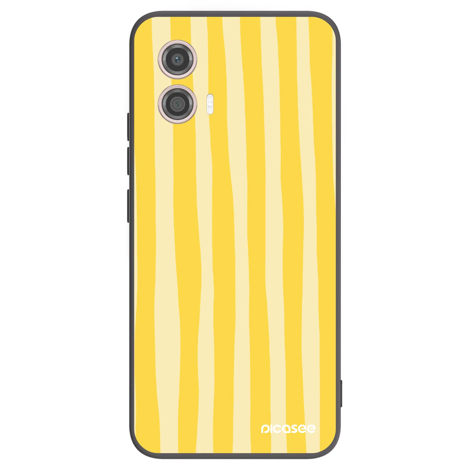 Picasee Μαύρη θήκη σιλικόνης για Motorola Moto G53 5G - Lines lemon