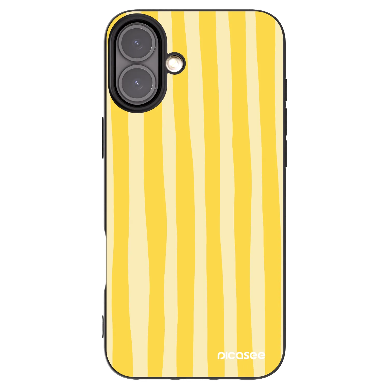 Picasee Μαύρη θήκη σιλικόνης για Apple iPhone 16 Plus - Lines lemon