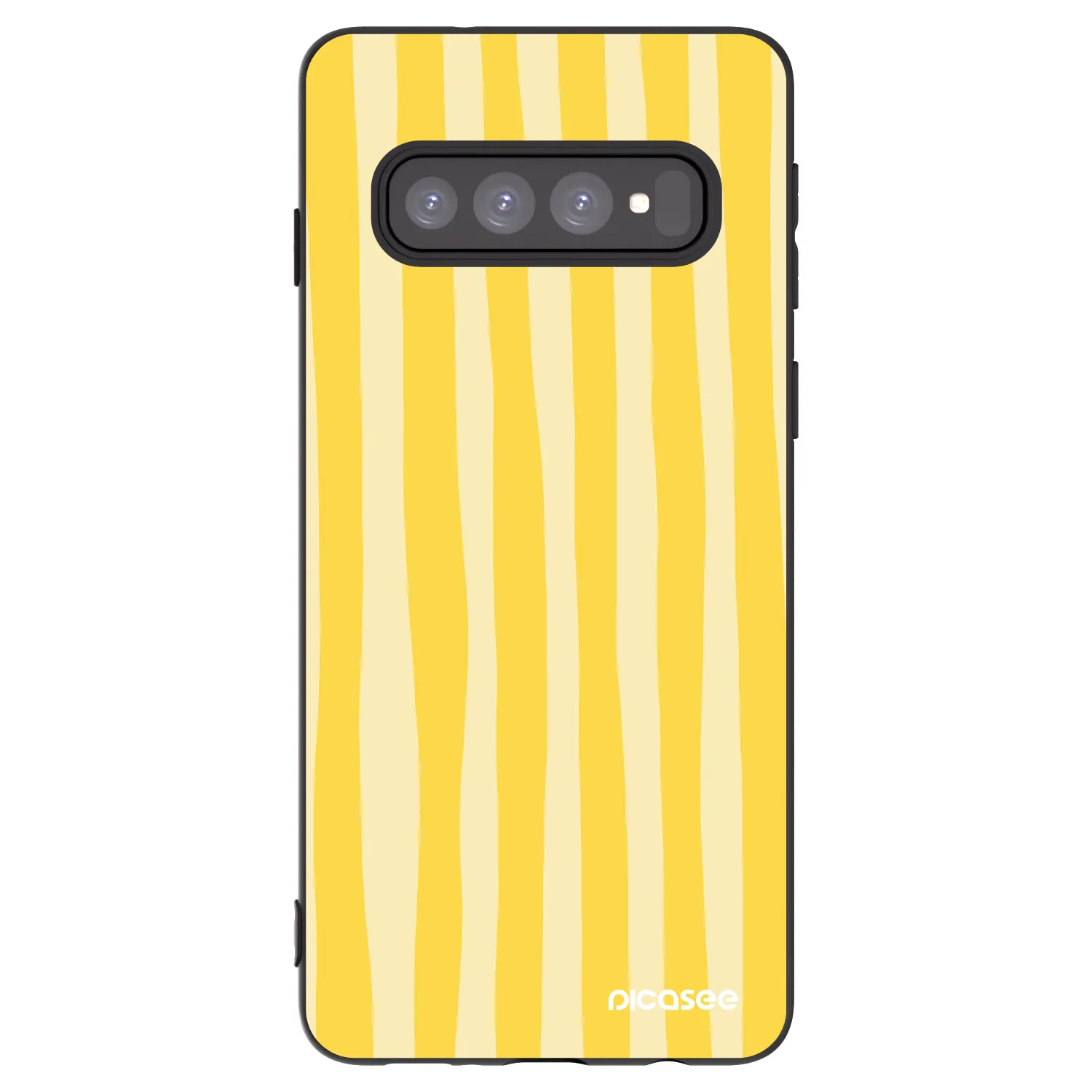 Picasee Μαύρη θήκη σιλικόνης για Samsung Galaxy S10 G973 - Lines lemon