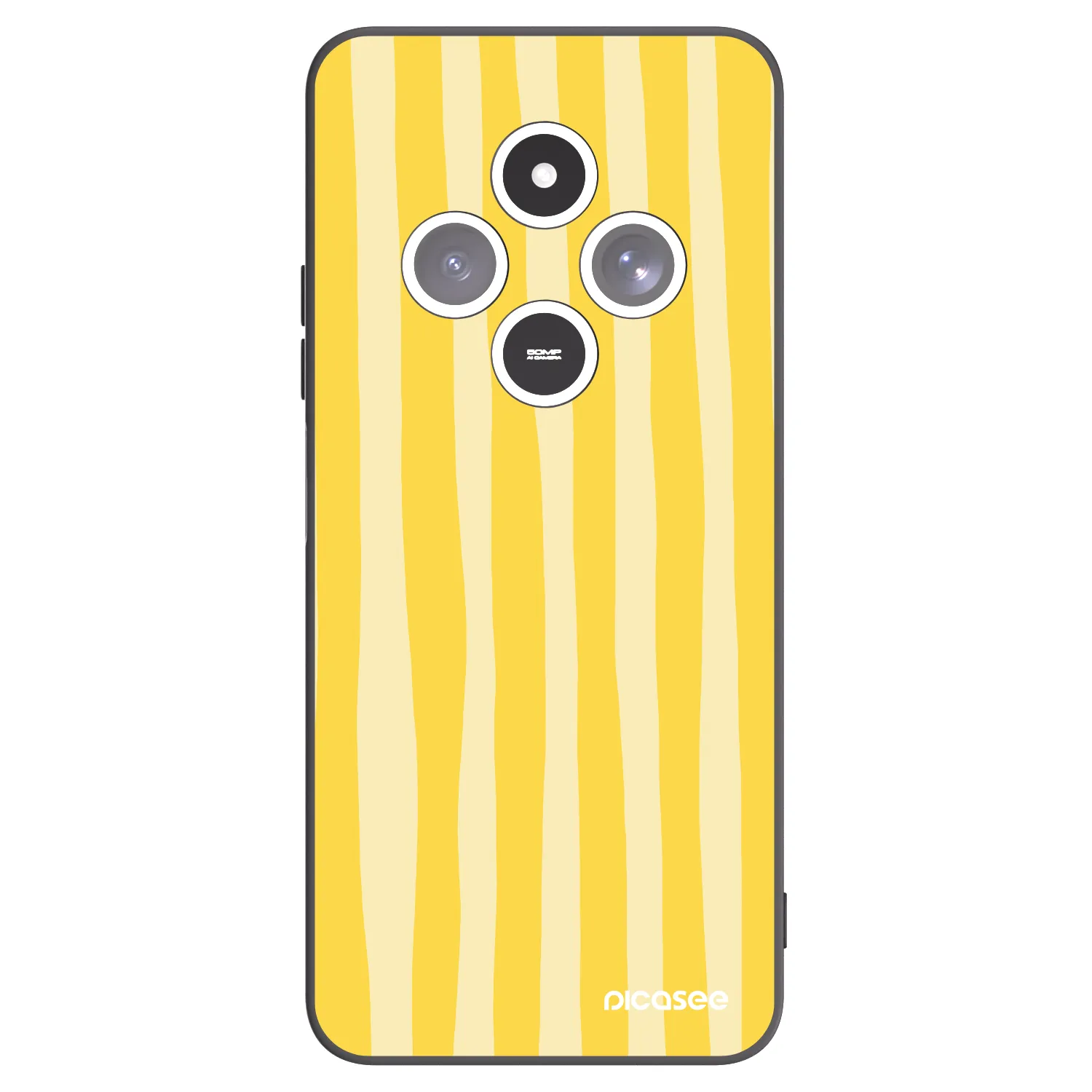 Picasee Μαύρη θήκη σιλικόνης για Xiaomi Redmi 14C - Lines lemon