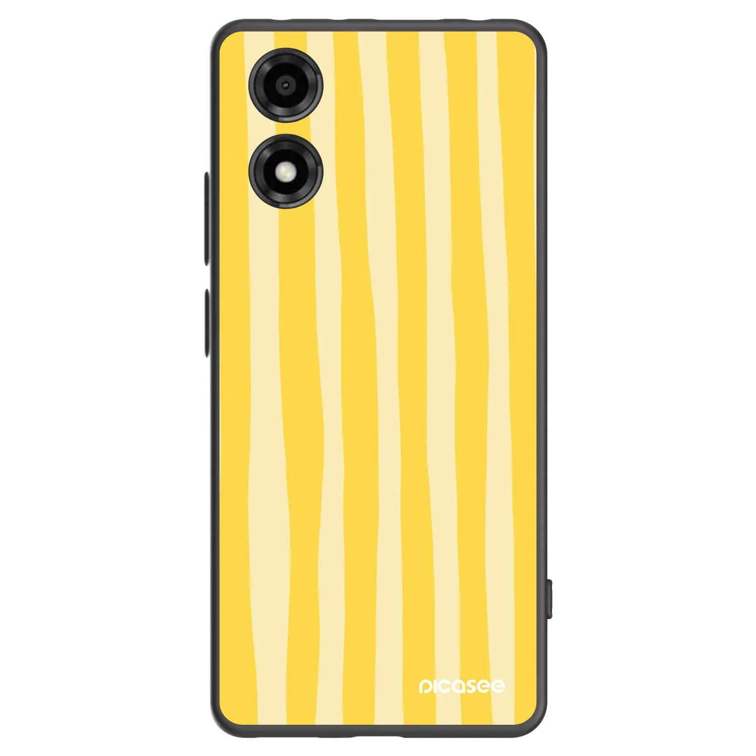 Picasee Μαύρη θήκη σιλικόνης για Motorola Moto E14 - Lines lemon