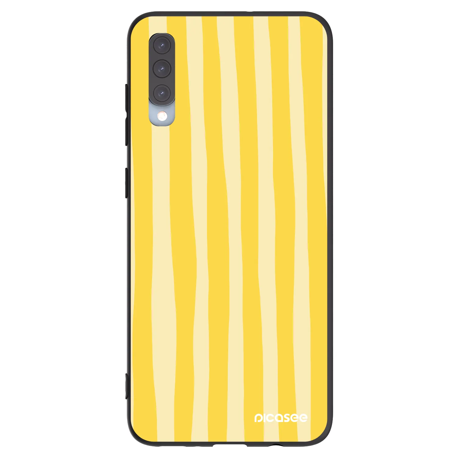 Picasee Μαύρη θήκη σιλικόνης για Samsung Galaxy A70 A705F - Lines lemon