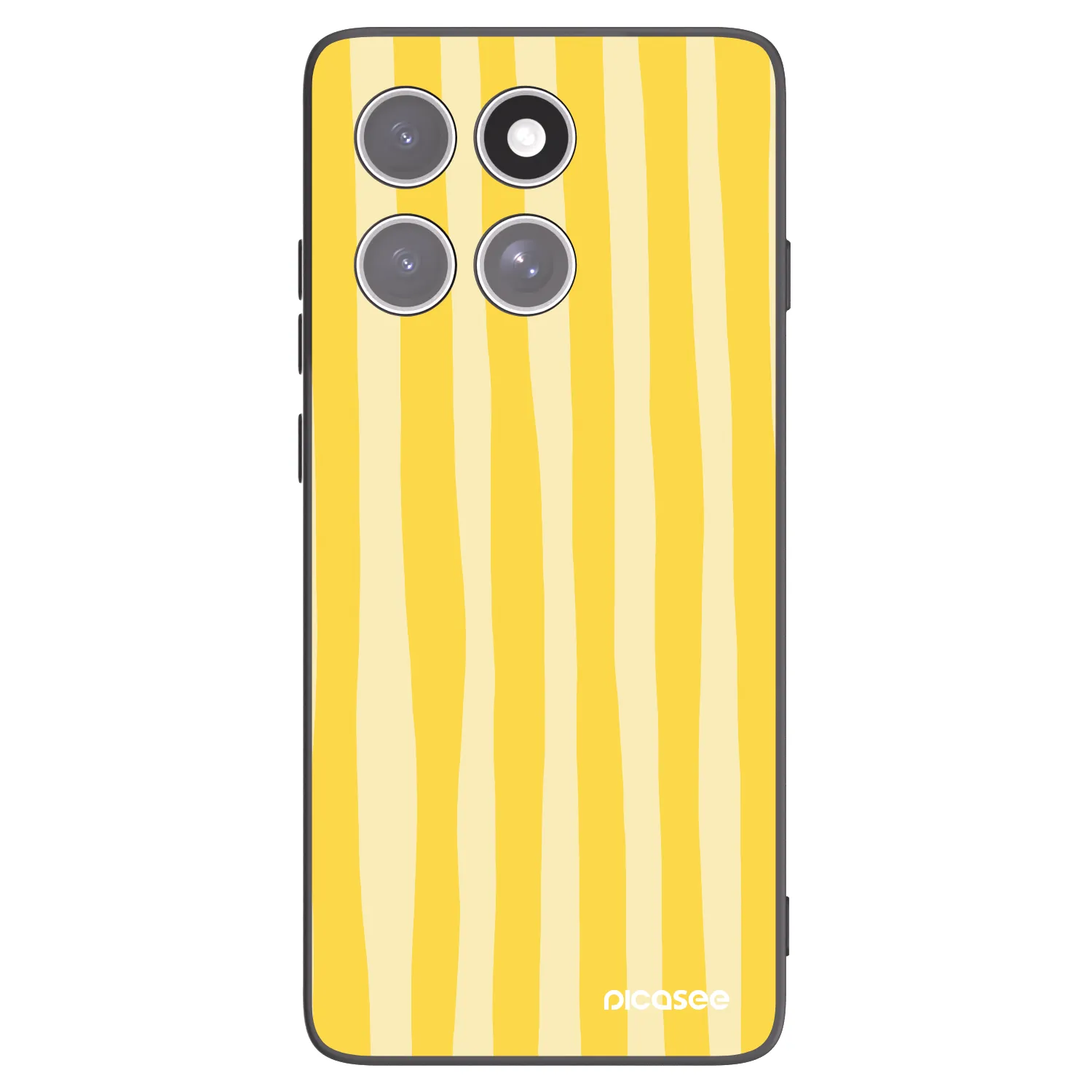 Picasee Μαύρη θήκη σιλικόνης για Motorola Edge 60 Pro - Lines lemon