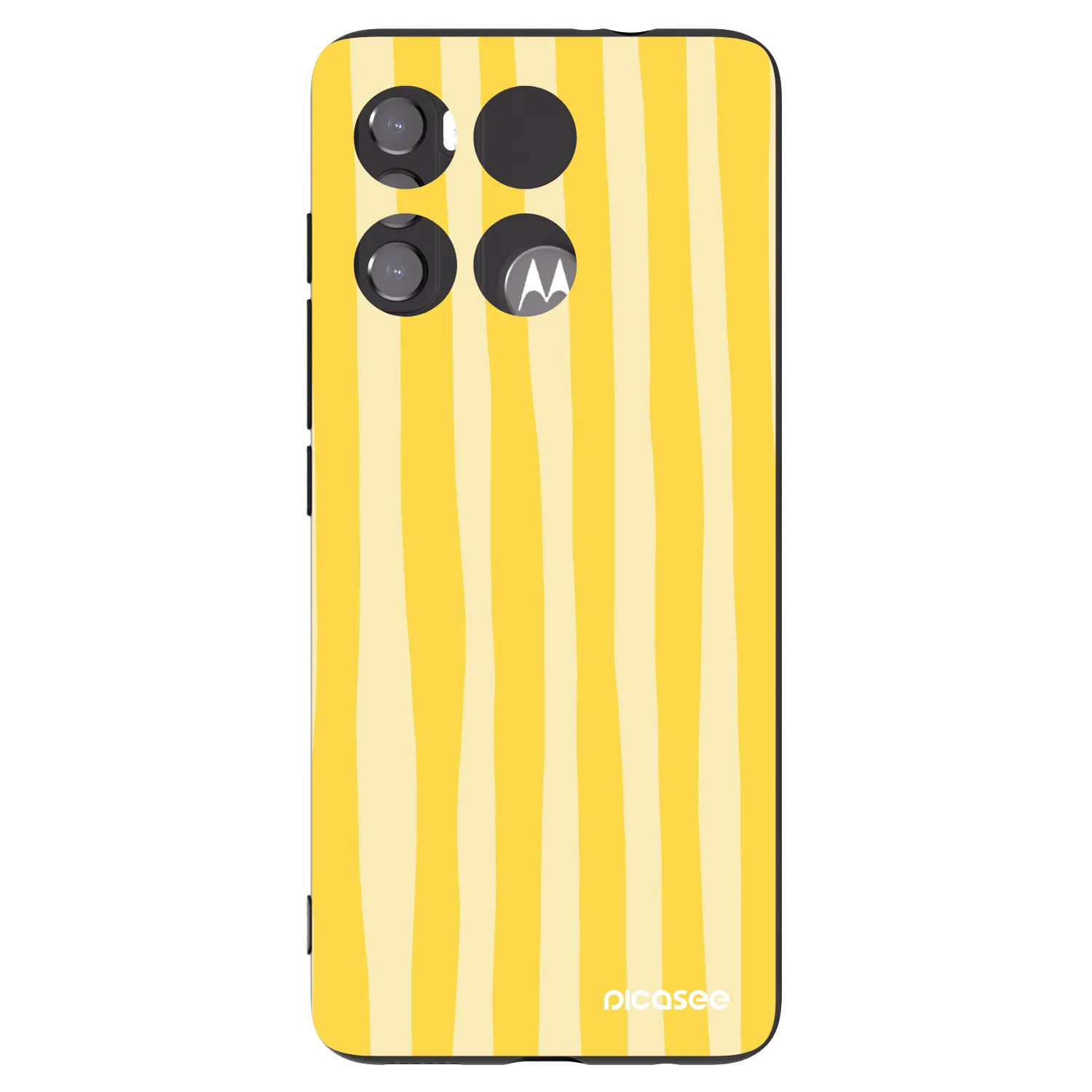 Picasee Μαύρη θήκη σιλικόνης για Motorola Edge 60 5G - Lines lemon
