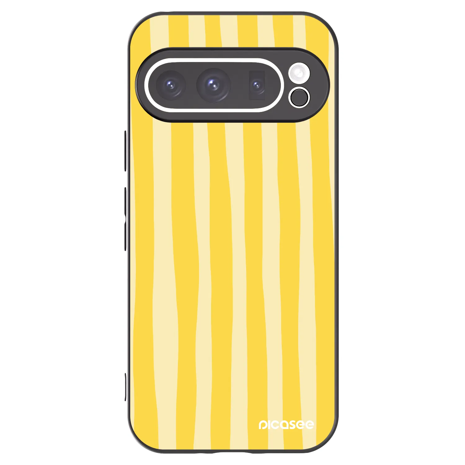 Picasee Μαύρη θήκη σιλικόνης για Google Pixel 9 Pro XL - Lines lemon
