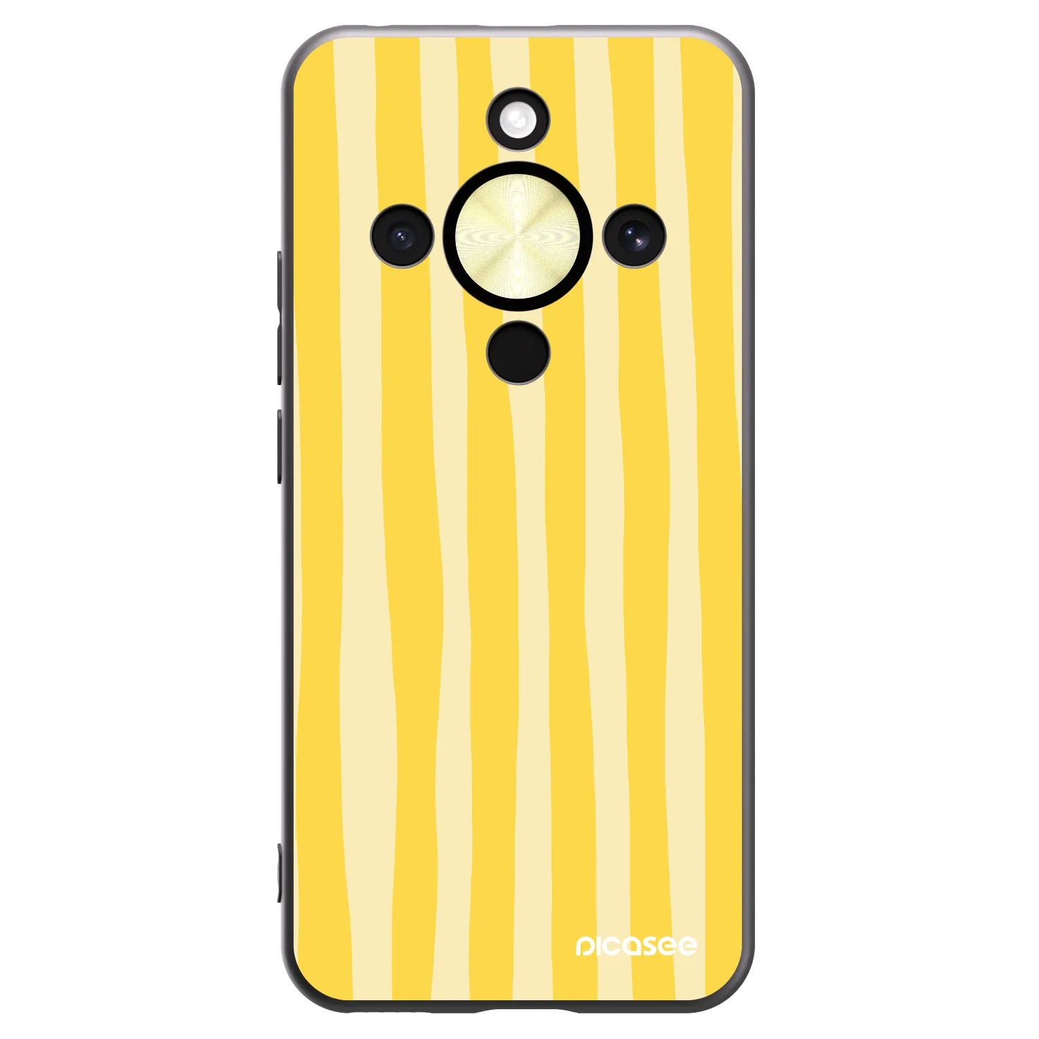 Picasee Μαύρη θήκη σιλικόνης για Honor Magic8 Lite 5G - Lines lemon