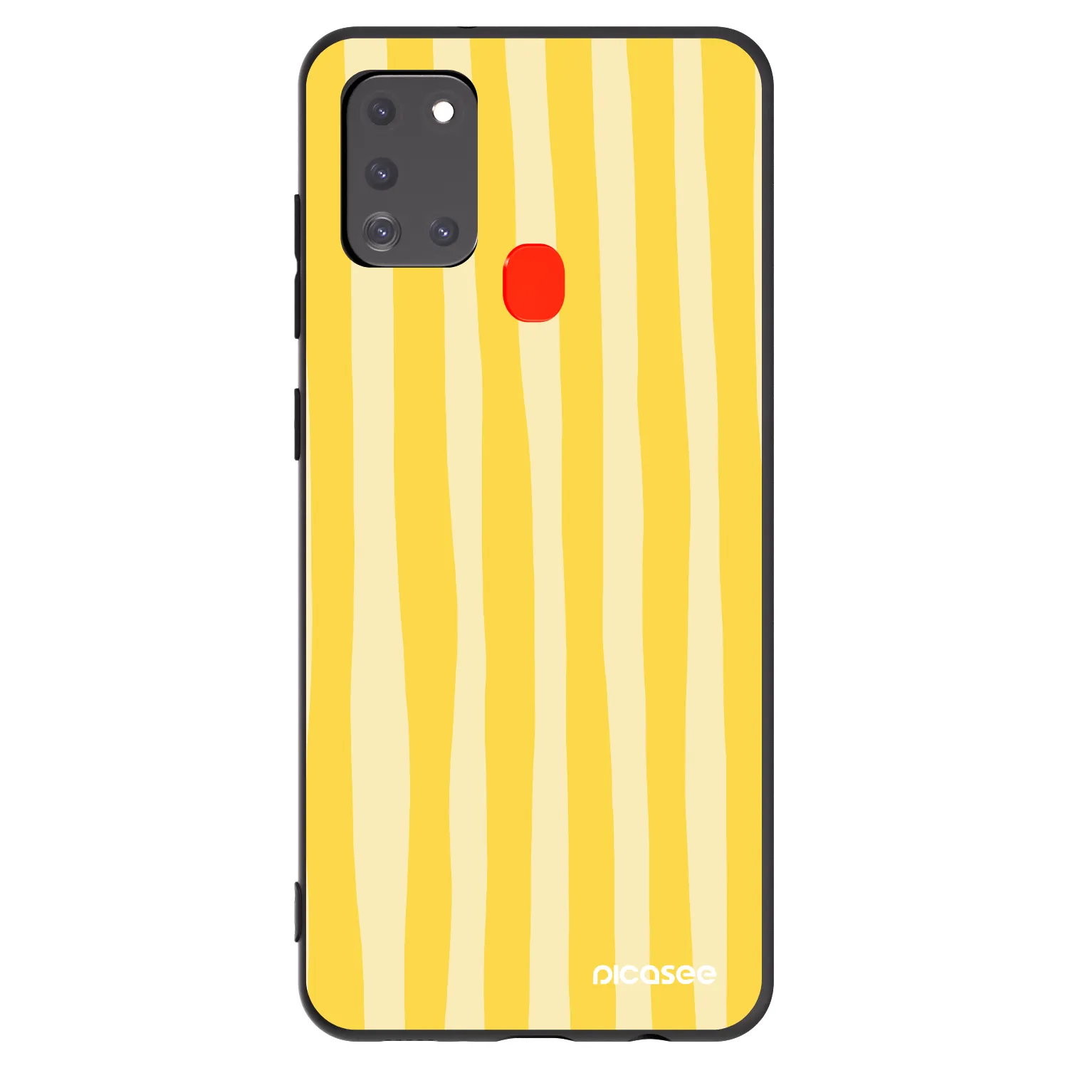 Picasee Μαύρη θήκη σιλικόνης για Samsung Galaxy A21s - Lines lemon