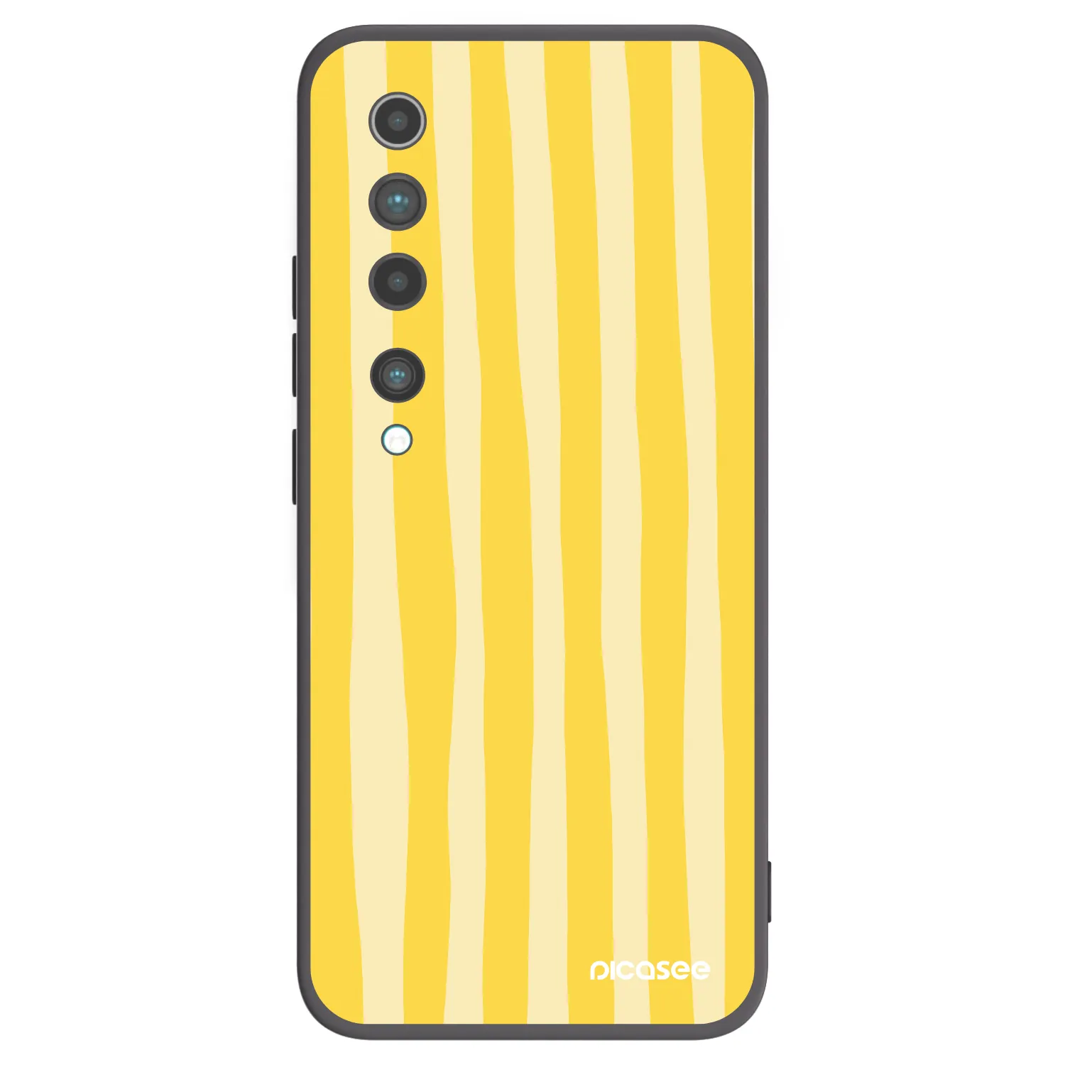 Picasee Μαύρη θήκη σιλικόνης για Xiaomi Mi 10 - Lines lemon